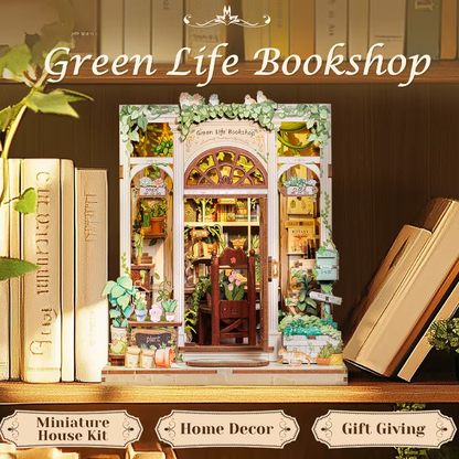 DIY Green Life Bookshop - 3D Book Nook | Lunook