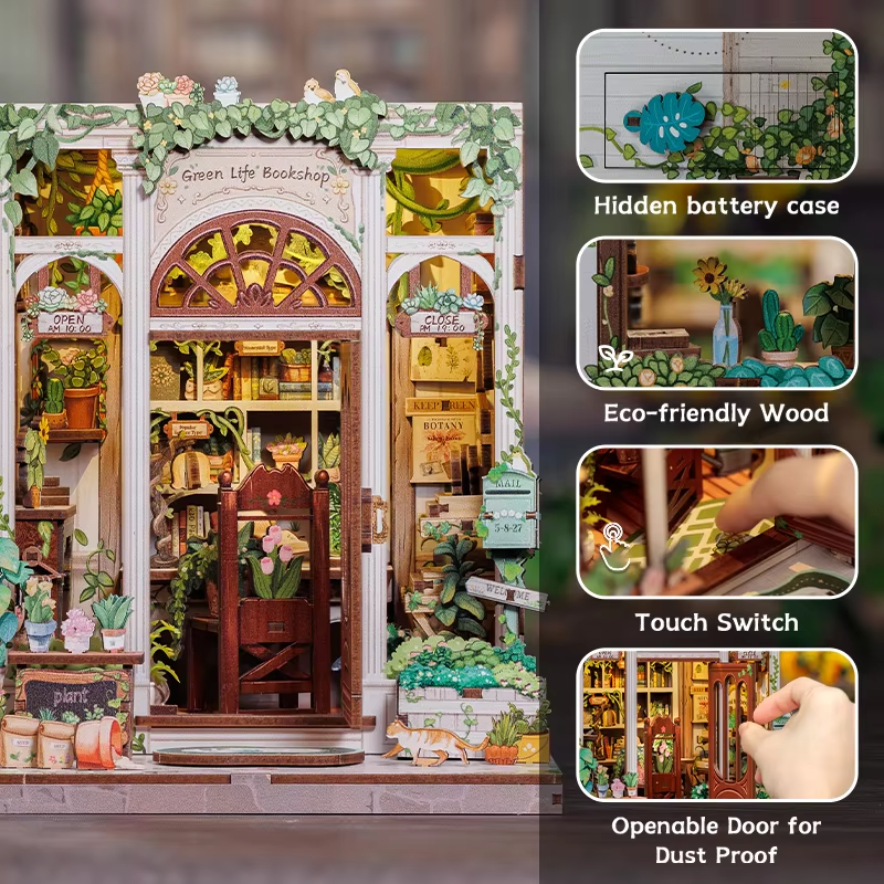 DIY Green Life Bookshop - 3D Book Nook | Lunook